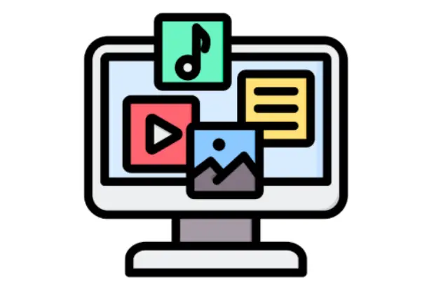 Clipart of a computer screen with icons on it