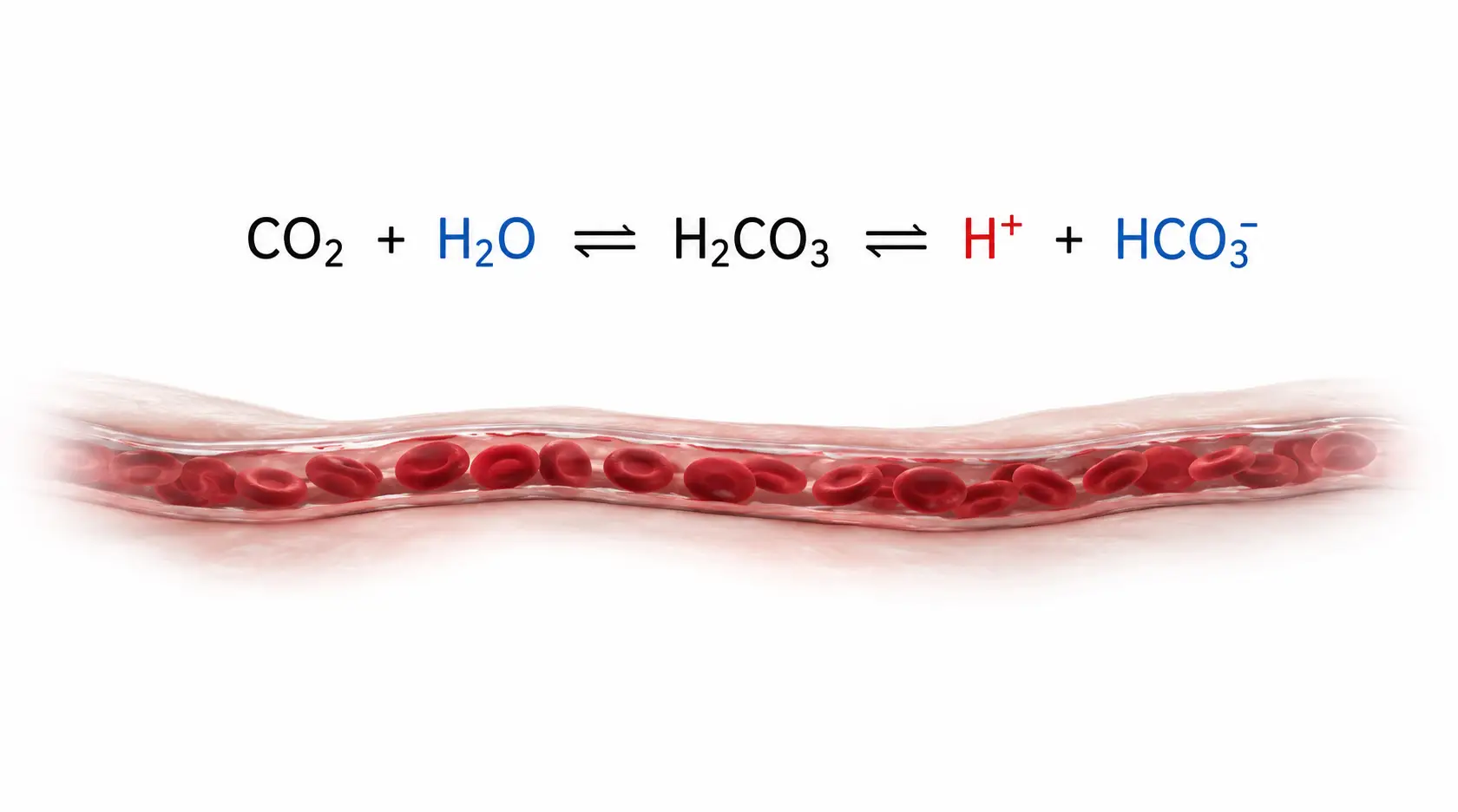 Image of carbonic acid/carbonate equilibrium with stylized capillary below